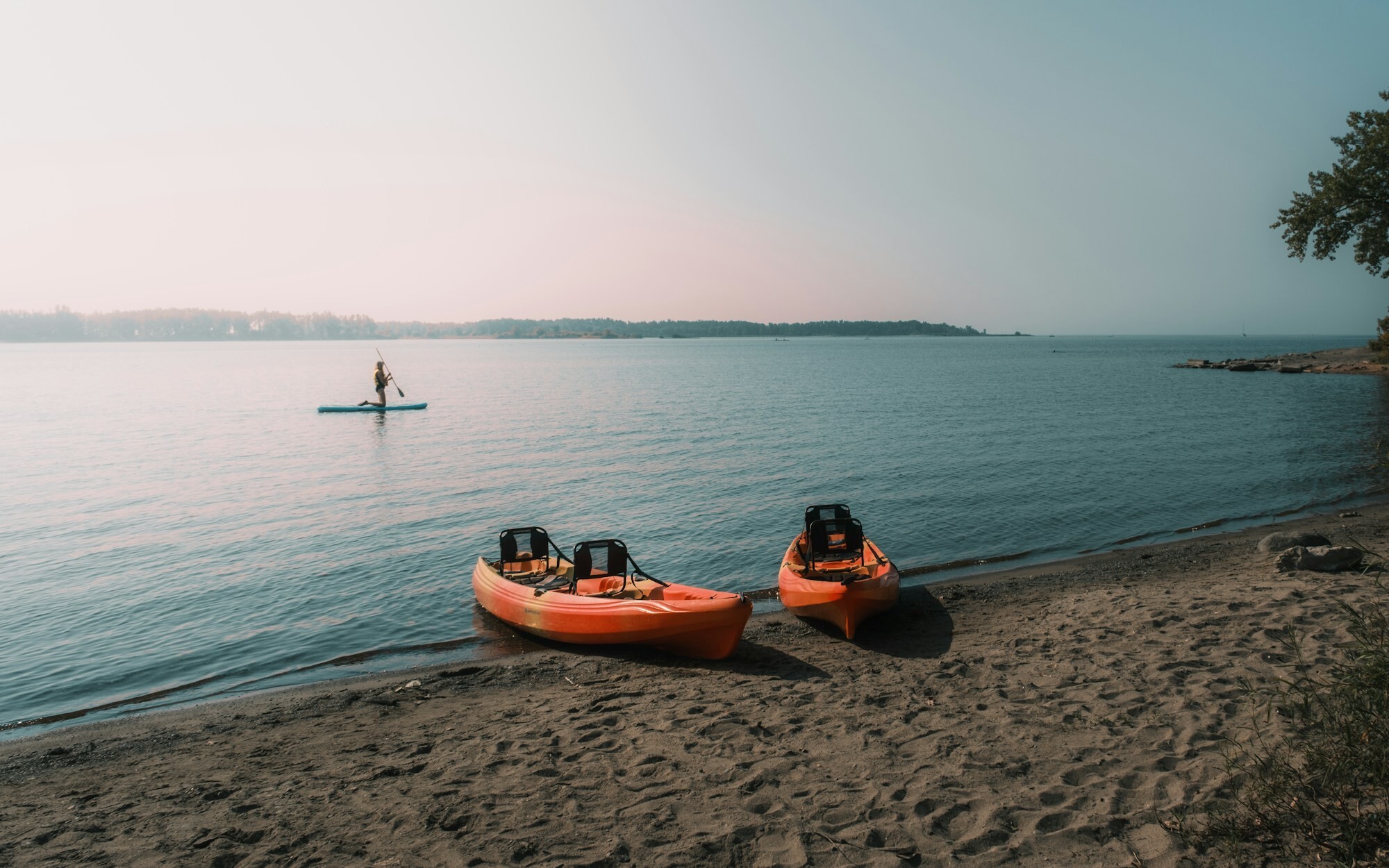 Two kayaks on the beach